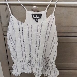 Lulu's White and Black Striped Women's Top